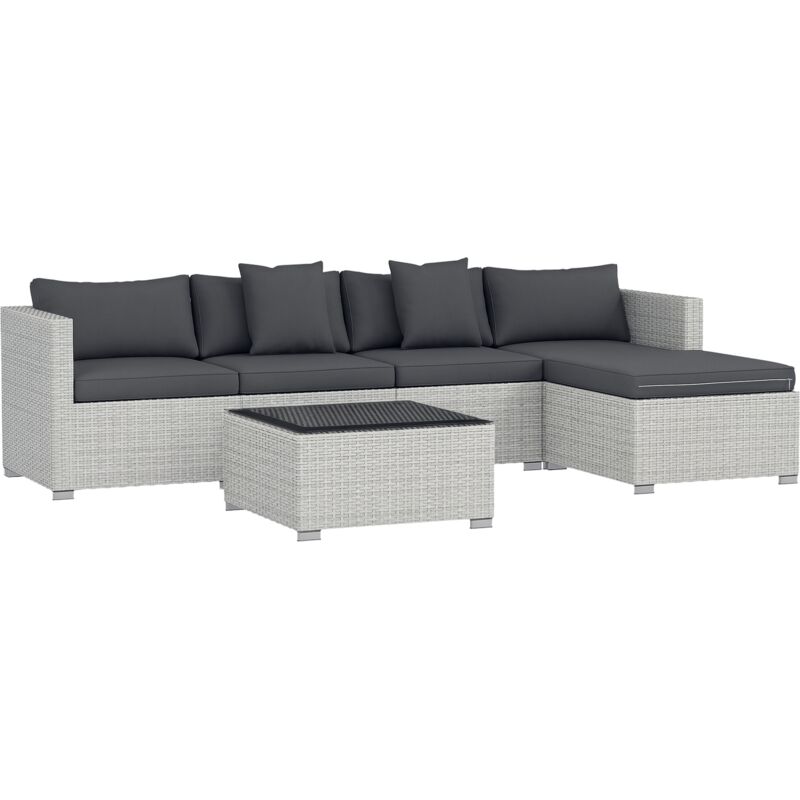 Outsunny - 6 Pieces Rattan Furniture Set Garden Sofa Set Mixed Grey