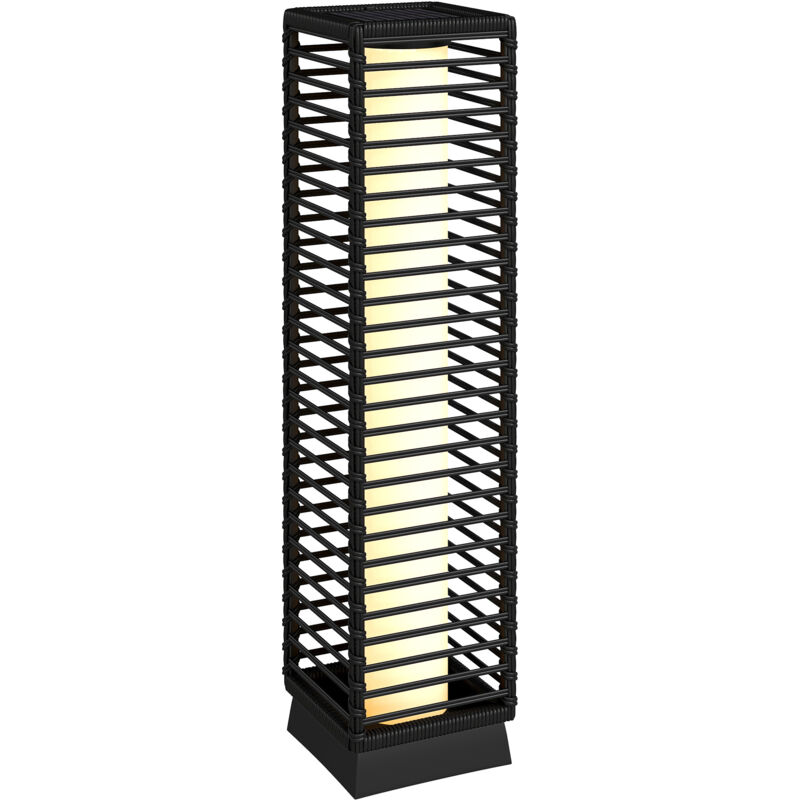 Outsunny Garden Rattan Lamp, 68 cm Solar Rattan Floor Lamp with Auto On/Off