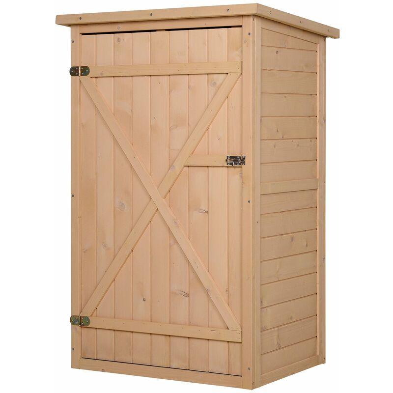 Garden Shed Outdoor Tool Storage w/ 2 Shelve Natrual Wood - Natrual Wood Color - Outsunny