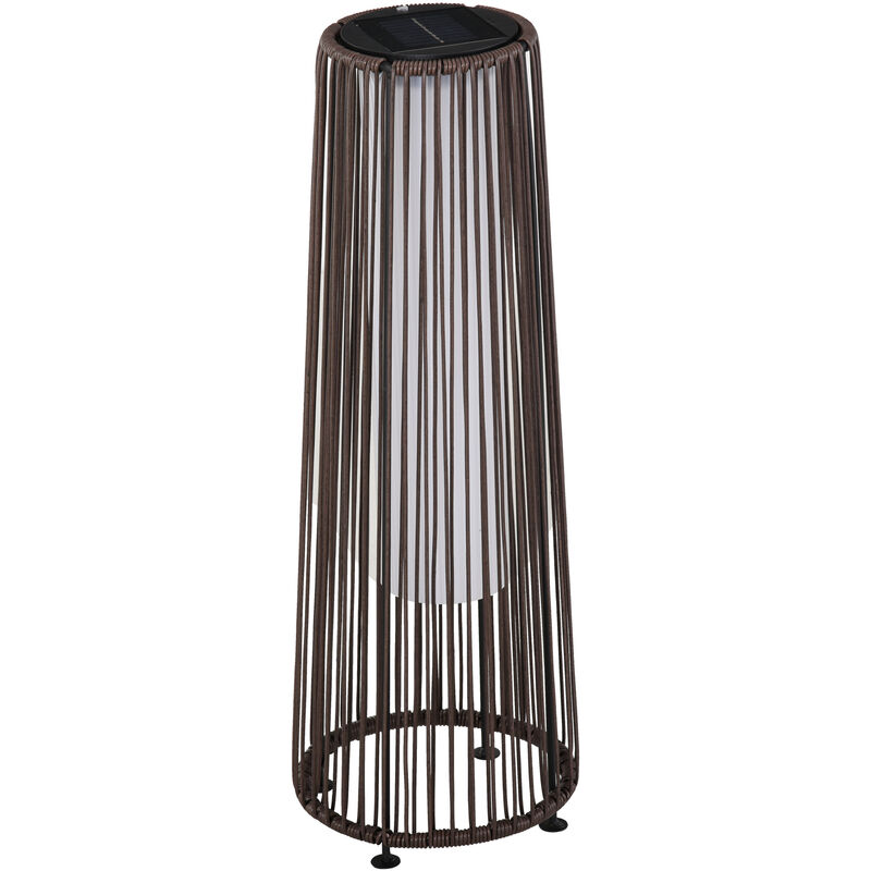 Outsunny Garden Solar Powered Lights Woven Wicker Lantern Auto On/Off Brown