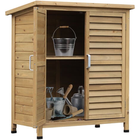 Outsunny Garden Storage Shed Solid Fir Wood Garage Organisation w/ Doors