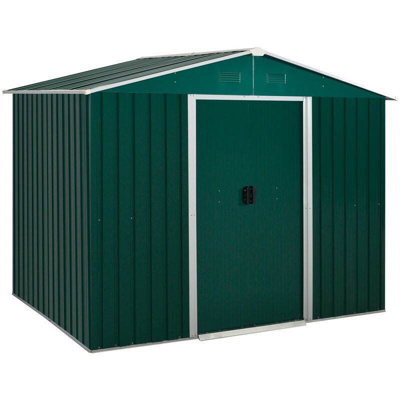 Outsunny Garden Storage Shed with Double Sliding Door Outdoor Green - Green