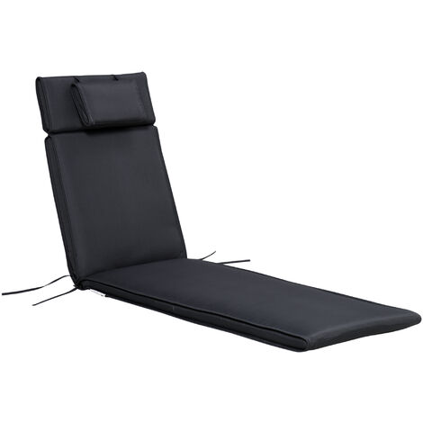 Outsunny Garden Sun Lounger Chair Cushion ONLY Reclining Relaxer Indoor Outdoor Black