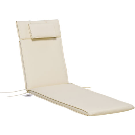 Outsunny Garden Sun Lounger Chair Cushion ONLY Reclining Relaxer Indoor Outdoor Cream