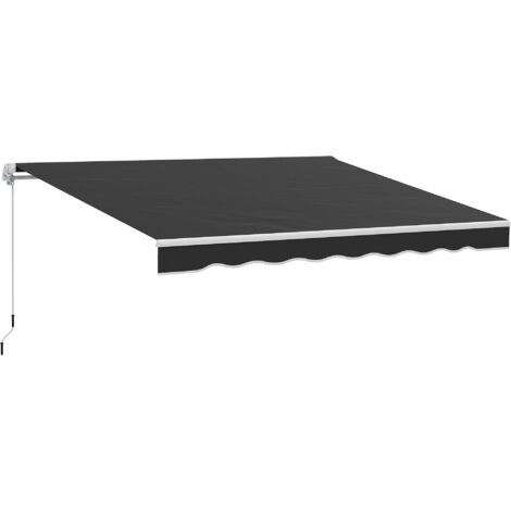 Outsunny Garden Sun Shade Canopy Retractable Awning, 2.5 x 2m, Black