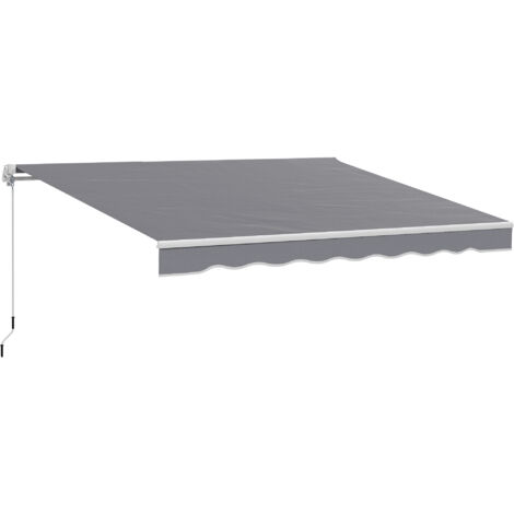 Outsunny Garden Sun Shade Canopy Retractable Awning, 2.5 x 2m, Dark Grey