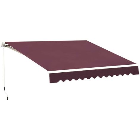 Outsunny Garden Sun Shade Canopy Retractable Awning, 3 x 2.5m, Red