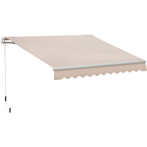 Outsunny Garden Sun Shade Canopy Retractable Awning Beige