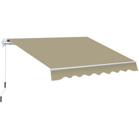 Outsunny Garden Sun Shade Canopy Retractable Awning Khaki