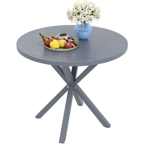 Outsunny Garden Table with Steel Frame, Wood Effect Top, for Balcony, Deck