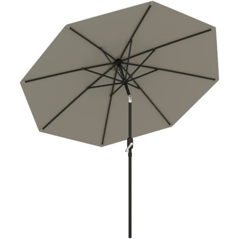 Outsunny Garden Umbrella Parasol Sun Shade Aluminium Light Grey, 2.6M