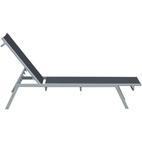 Outsunny Garten-Sonnenliege Relaxliege mit 5-stufige Rückenlehne aus Metall Schwarz 170 x 58 x 97 cm