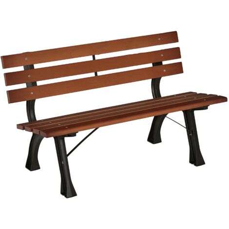 Outsunny Gartenbank 2-Sitzer, Sitzbank, Parkbank mit Rückenlehne, Friesenbank, Holzbank für Garten, Balkon, max. 240 kg, Kaffee, 120 x 57 x 70 cm