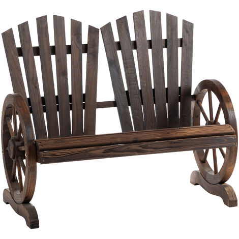 Outsunny Gartenbank mit Armlehne, Sitzbank, Gartenmöbel, Rustikale Bank, Massivholz, Dunkelbraun, 108 x 66 x 95 cm - dunkelbraun