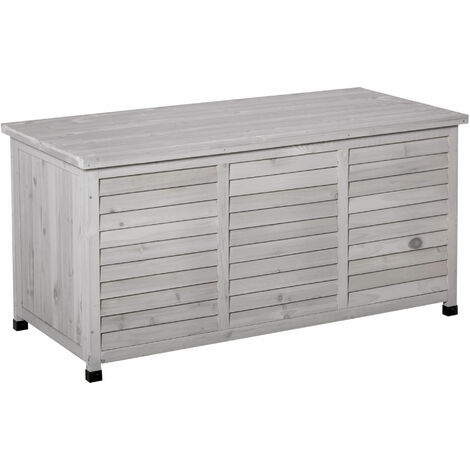 Outsunny Gartenbox, Kissenbox, Aufbewahrungsbox, Aufbewahrungsbox, Gartentruhe, wetterbeständig, Massivholz, 127 x 56 x 60 cm, Grau