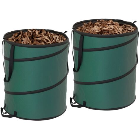 Outsunny Gartensack 2x160L wasserdicht Gartenabfallsack mit Griffe, stabil Laubsack, selbststehend Gartensäcke, wiederverwendbare Gartenabfallsäcke für Gartenabfälle Grünschnitt