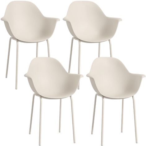 Outsunny Gartenstuhl 4er Set wetterfest Gartenstühle aus Kunststoff mit Armlehne Rückenlehne Terrassenstuhl bis 120 kg belastbar Gartenmöbel für Hinterhof, Garten, Balkon Grau