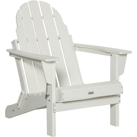 Outsunny Gartenstuhl, Klappstuhl, ergonomisches Design, wetterfest, Kunststoff, weiß, 73 x 82 x 88 cm