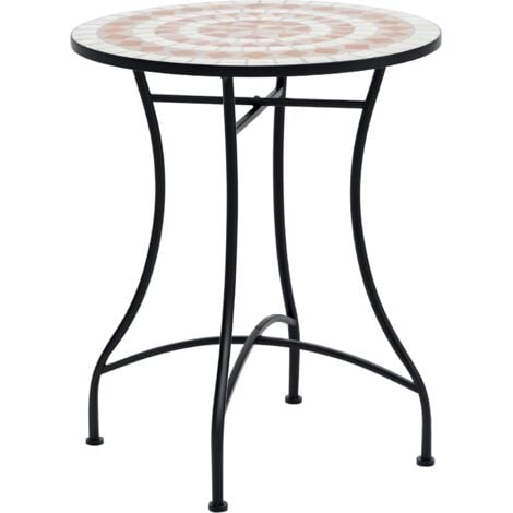 Outsunny Gartentisch Ø60 x H71cm, Wetterfest Balkontisch aus Metall, Esstisch Outdoor, Campingtisch Beistelltisch, rund Terrassentisch für Garten Terrasse Balkon Orange+Weiß