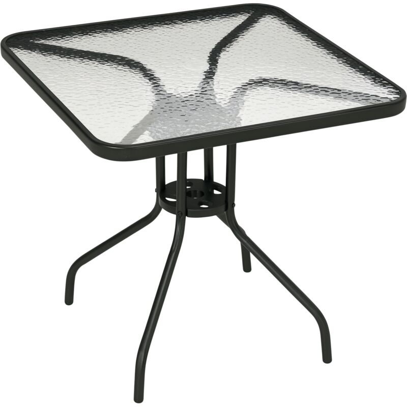 Outsunny Gartentisch Abnehmbar Metall 76x76 Cm Wetterfest Quadrarisch Balkontisch Mit Schirmloch, Rutschfest Buffettisch Campingtisch Terrassentisch