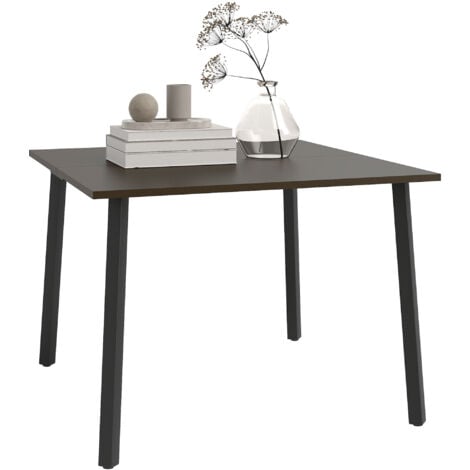 Outsunny Gartentisch, Esstisch für Garten, Quadratischer Balkontisch für 4 Personen Terrassentisch mit Schirmloch, Stahl, Braun, 100 x 100 x 72 cm