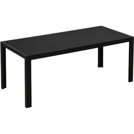 Outsunny Gartentisch Kunststoff 190 x 84,5 x 72 cm Wetterfest, Holz Optik, Holzstrukur, rutschfest Buffettisch Campingtisch Balkontisch Terrassentisch Outdoor Esstisch für Garten, Balkon Schwarz