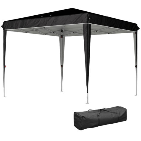 Outsunny Gazebo da Giardino 3x3m ad Altezza Regolabile in Metallo e Tessuto Nero