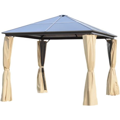 Gazebo da Giardino con Zanzariera 3,6x3m Tetto in Policarbonato