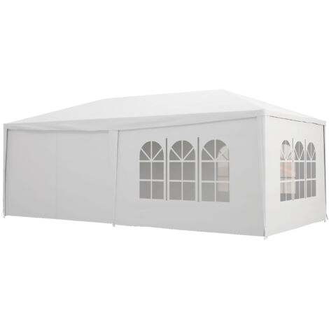 Outsunny Gazebo da Giardino per Feste 6x3m con Pareti Rimovibili e Finestre