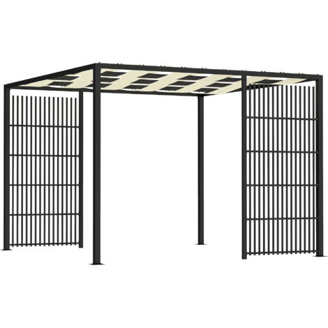 Outsunny Gazebo Pergola 3x3 m con Schermi Laterali per Privacy Nero