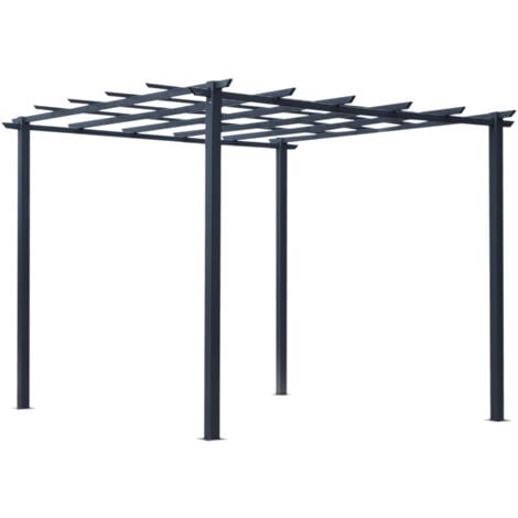 Outsunny Gazebo Pergola da Giardino 3x3m Decorabile con Rampicanti Nero