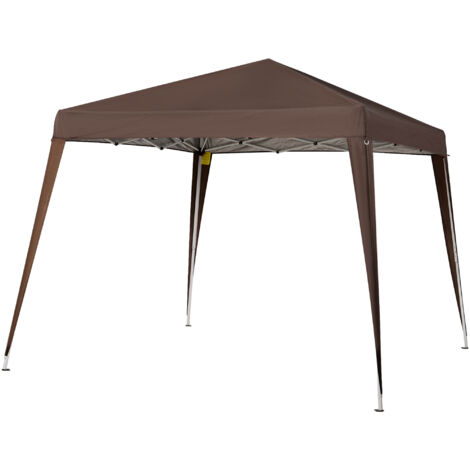 Outsunny Gazebo Pieghevole da Giardino 2.4x2.4m Acciaio e Poliestere Caffè