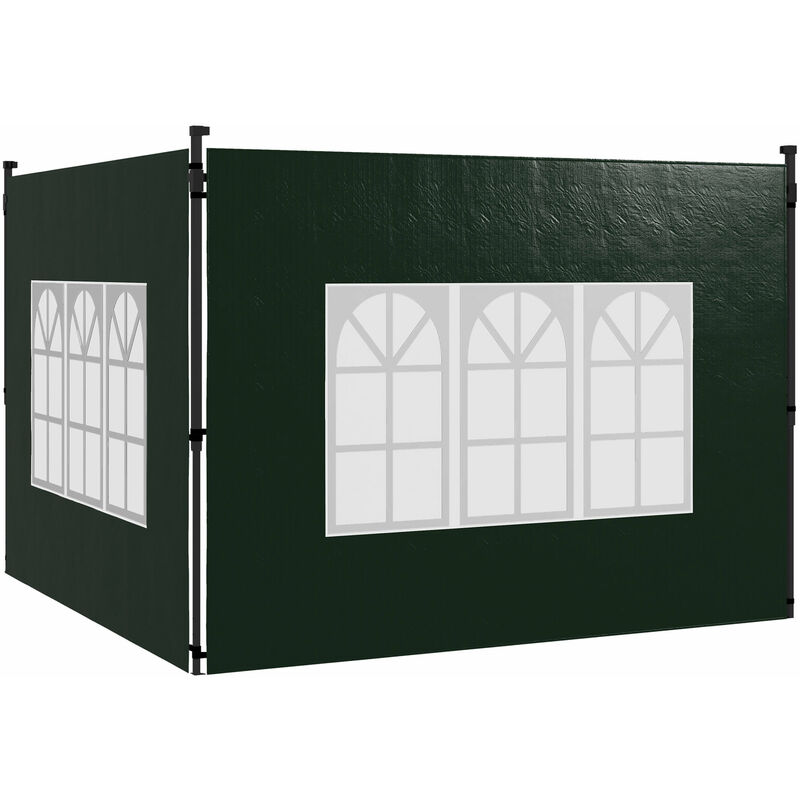 Outsunny Gazebo Side Panels for 3x3(m) or 3x6m Gazebo Canopy, 2 Pack Dark Green