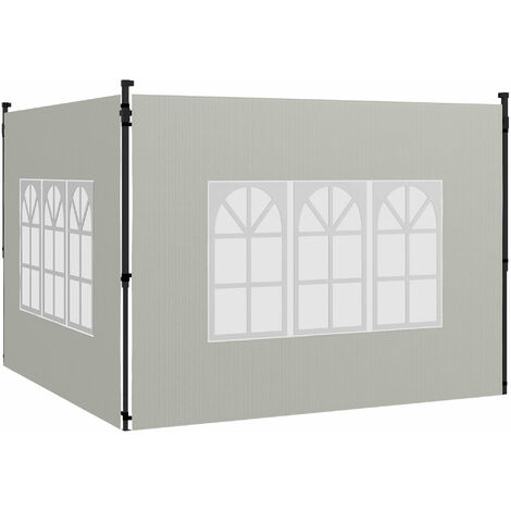Outsunny Gazebo Side Panels for 3x3(m) or 3x6m Gazebo Canopy, 2 Pack White