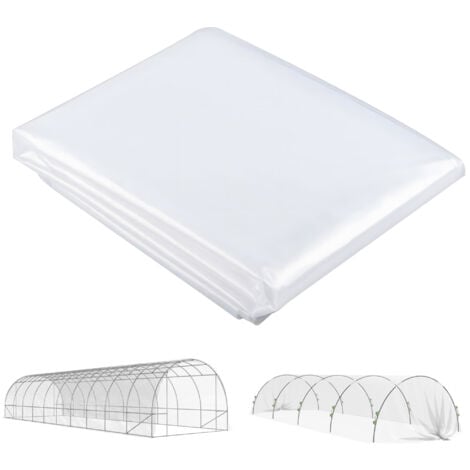 Outsunny Gewächshausfolie 6x10 m wasserdicht Gartenfolie mit UV Schutz, Extra Dick Reißfest Folie aus Kunststoff, Abdeckplane für Treibhaus Folientunnel, Tunnelfolie für Außenbereich Transparent
