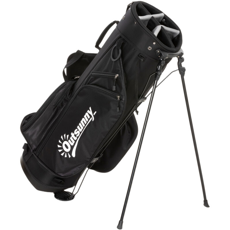 Outsunny Golf Stand Bag 6 Way Full-Length Dividers, Waterproof Golf Bag Grey