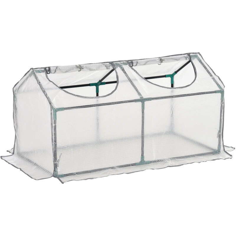 Outsunny - Mini Greenhouse Small Plant Grow House w/ Windows for Outdoor White