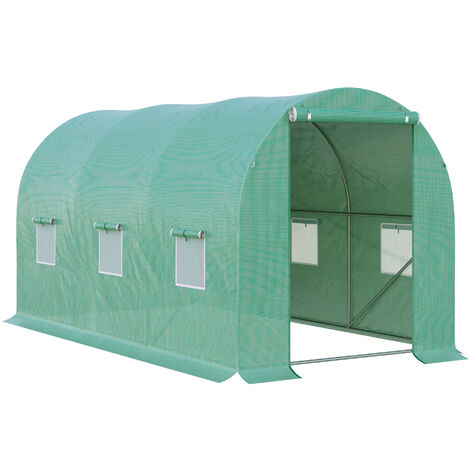 Outsunny Greenhouse Polytunnel Walk-in Flower Plant Steel Outdoor 4 x 2 M