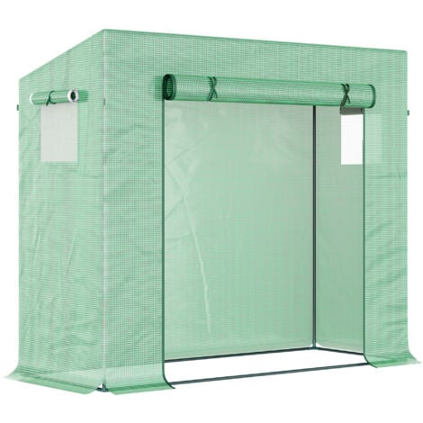 Outsunny Greenhouse with PE Plant Cover w/ Windows and Door (198L x 77W x 149-168H (cm))