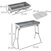 Barbecue a Carbonella Legna Portatile Acciaio Inox Griglia per Esterno Carbone