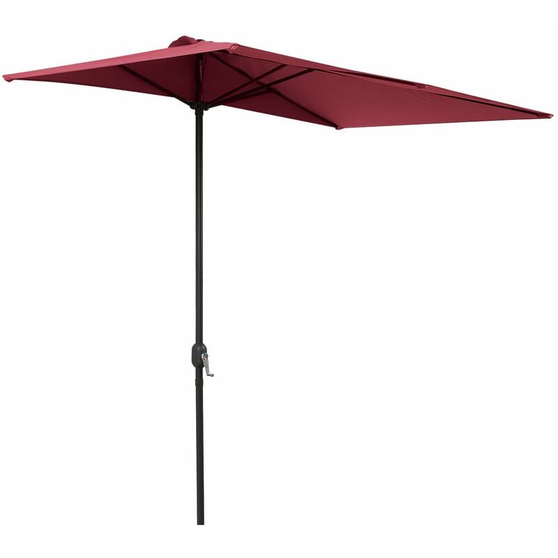 Outsunny Half Shade Parasol Umbrella W Crank Handle Balcony Wall Outdoor Red Uk84d 074wr0331