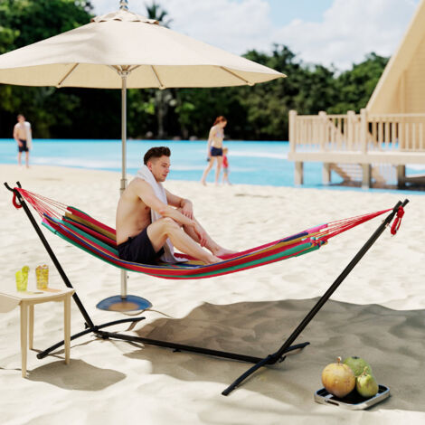 Outsunny Hamac de Jardin avec Support en métal époxy hamac sur Pied 1 Place Charge Max. 120 Kg Sac Transport Rouge