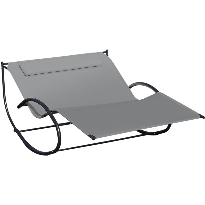 Hammock Chair Sun Bed Rock Seat W/ Metal Texteline W/ Pillow Grey - Grey - Outsunny