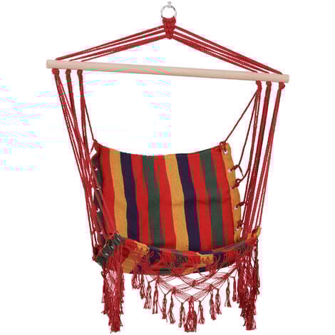 Outsunny Hammock Chair Swing Colourful Striped Seat Porch Indoor Outdoor Hanging