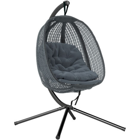 Outsunny Hanging Swing Chair w/ Thick Cushion, Patio Hanging Chair, Dark Grey