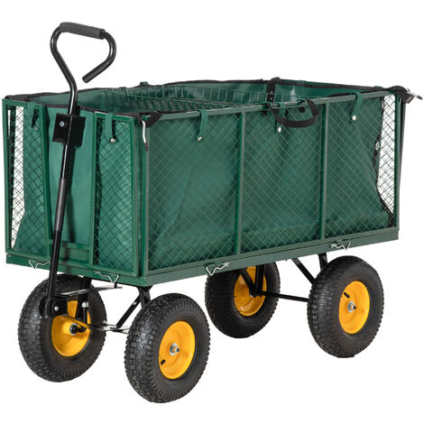 Outsunny Heavy Duty Garden Cart Truck Trolley Wheelbarrow Trailer