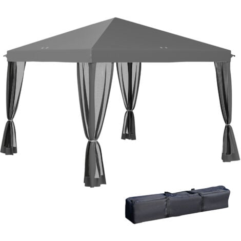 Outsunny Heavy Duty Pop Up Gazebo with Removable Mesh Sidewall Grey