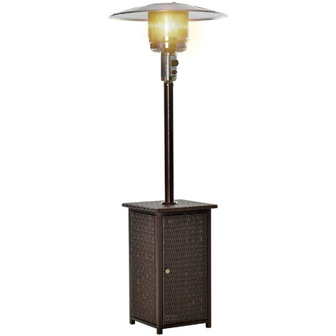 Outsunny Heizstrahler Terrassenstrahler Rattan Heizpilz Gartenheizung Standheizstrahler Ablage Ø81 x H217,9 cm - Braun