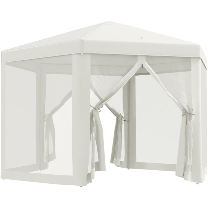 Outsunny Hexagonal Gazebo Patio Canopy Party Wedding Water Resistant Outsunny Hexagonal Gazebo Patio Canopy Party Wedding Water Resistant W Netting Beige
