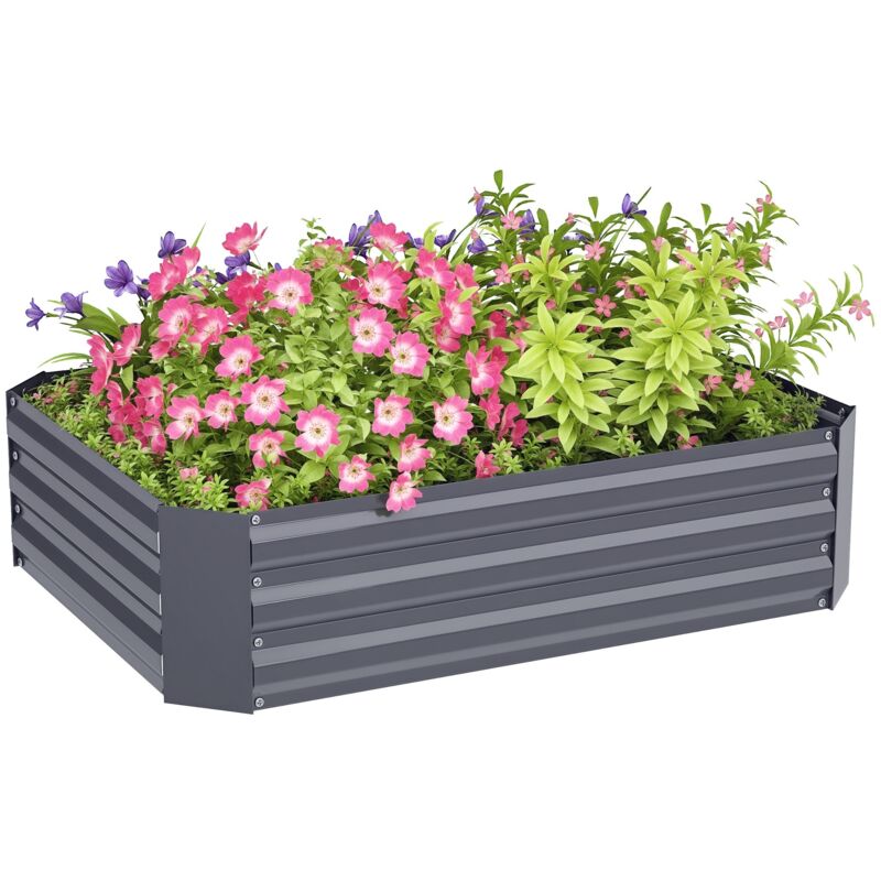 Outsunny Hochbeet Aus Stahl, Pflanzbeet Frühbeet Gartenbeet Blumenkasten Stapelbar, Pflanzkasten Gemüsebeet 120x90x30cm Für Garten Balkon, Pflanzkübel Für